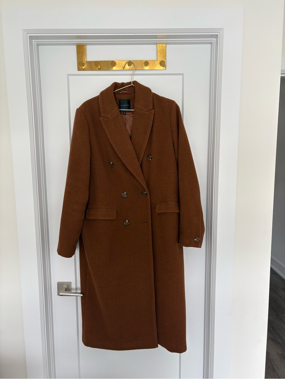 Dynamite Double-Breasted Chestnut Trench Coat